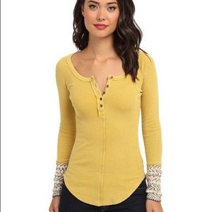 Free People Alpine Yellow Thermal Sweater